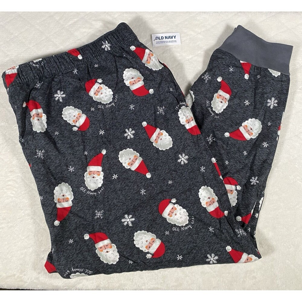 Old Navy Women's 3X Santa Pajama Pants Holiday Match The Fam Jogger Pockets NWT